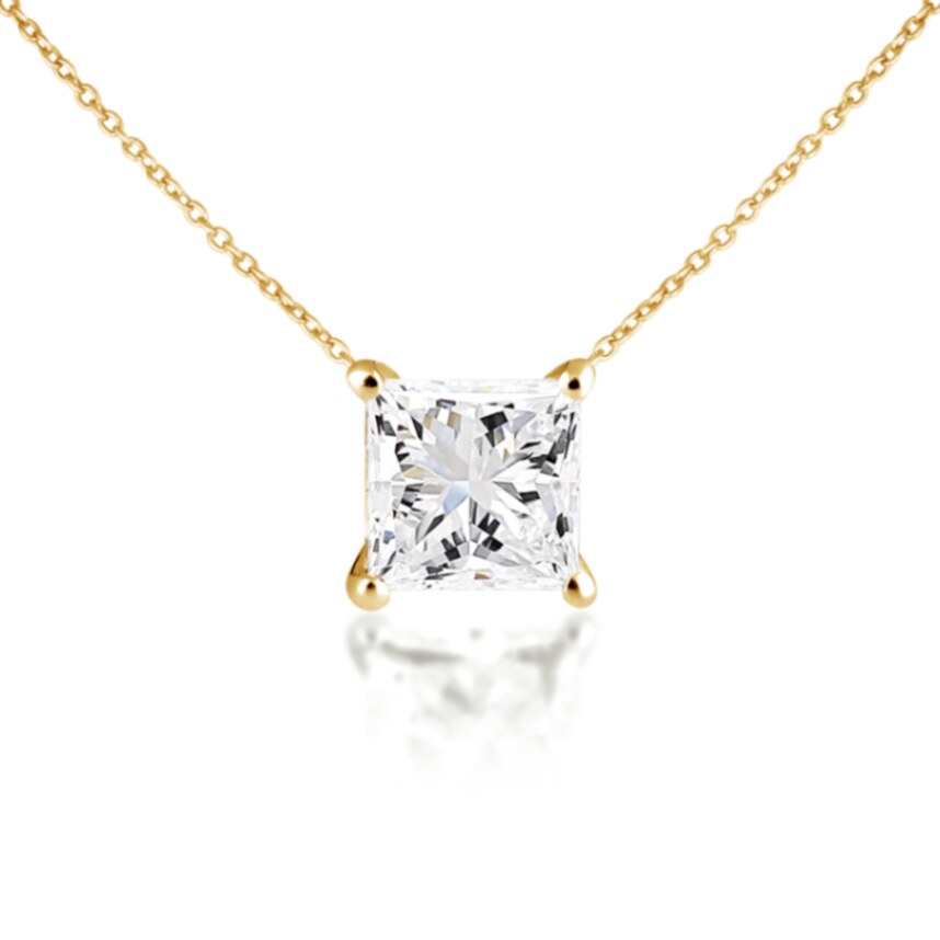 Princess Solitaire Pendant in Gold