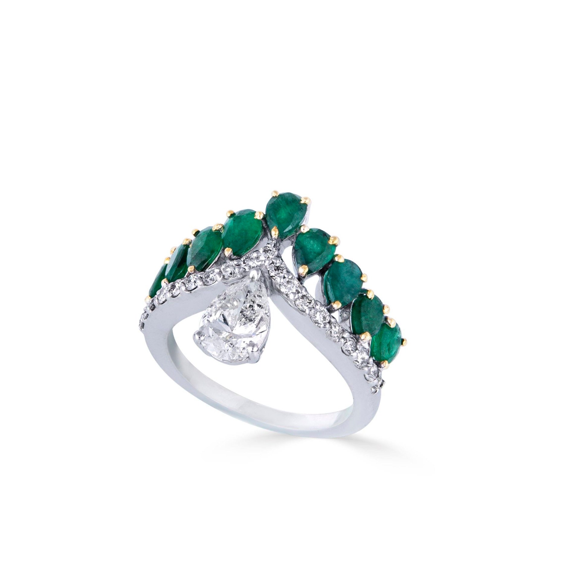 Emerald & Pear Diamond Ring