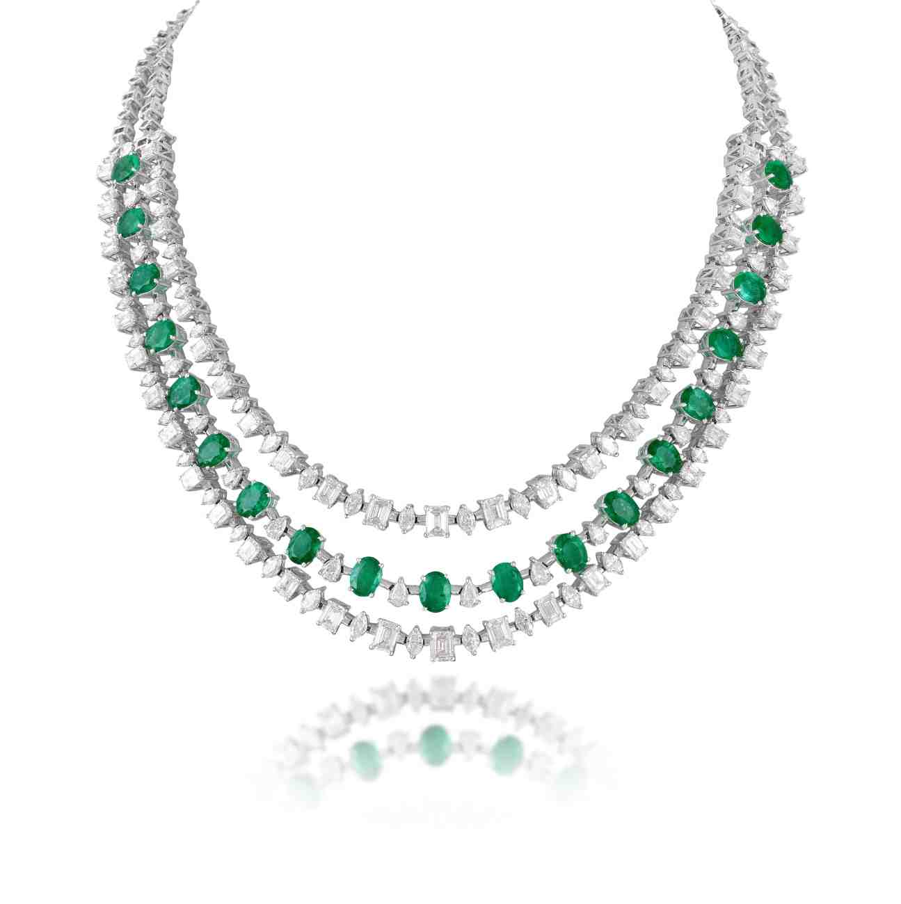 Emerald Triple-Strand Necklace