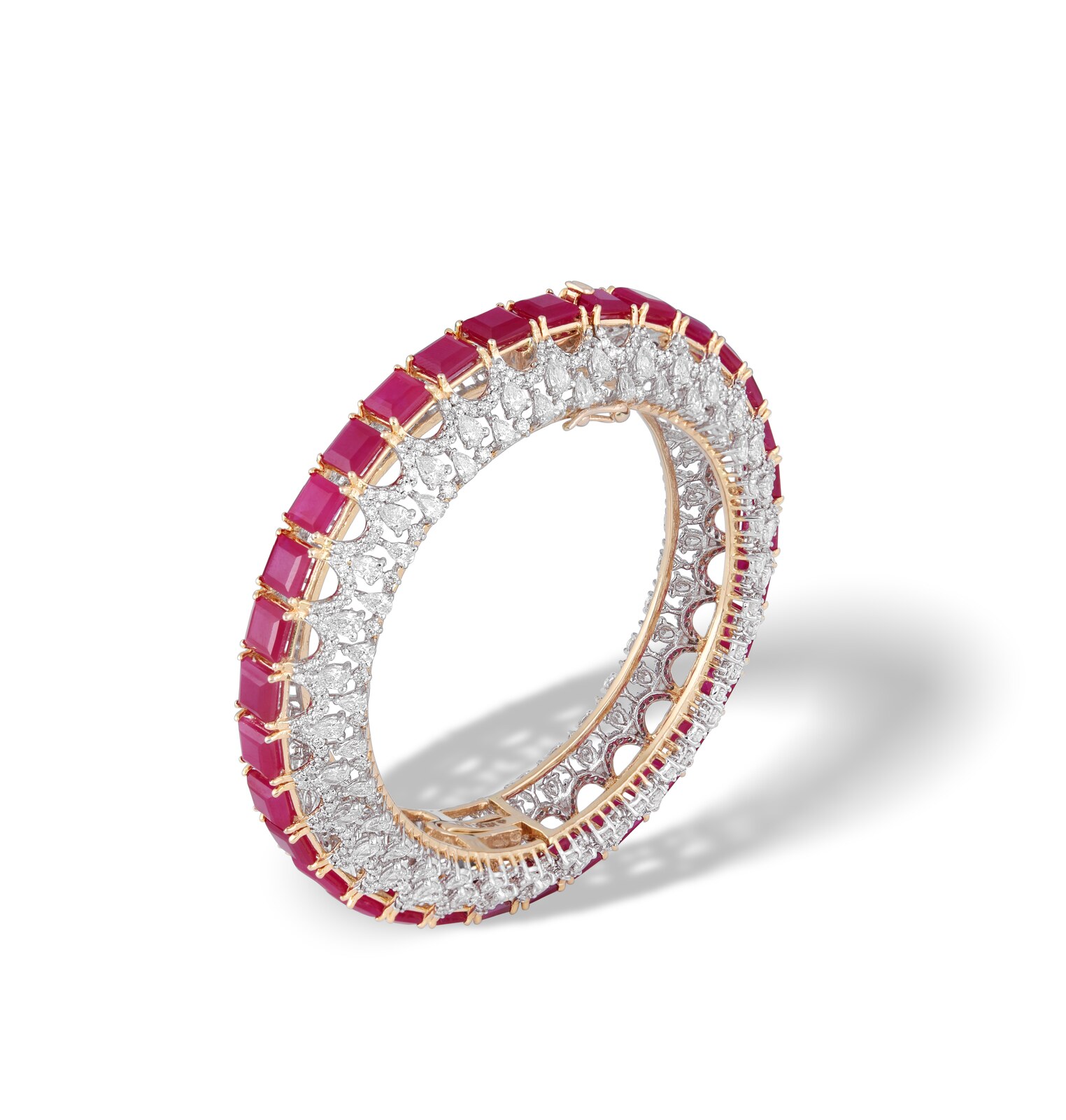 Ruby and diamond eternity bangle